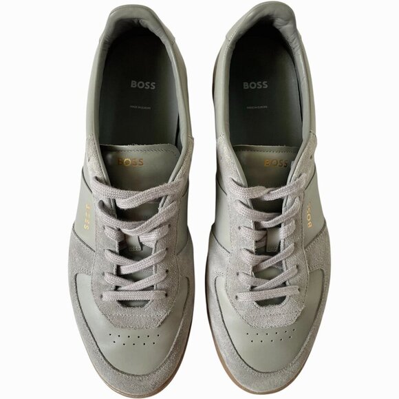 Boss Brandon Tenn Trainers Sneakers Gray Leather Suede - Picture 3 of 11